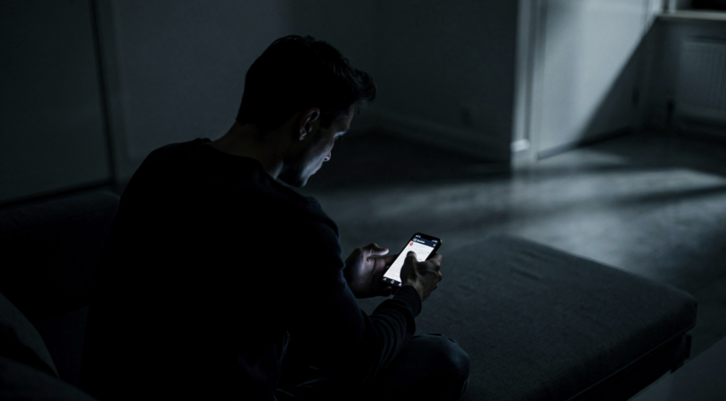 regarde encore mes stories après avoir pris ses distances , homme regardant son téléphone confus